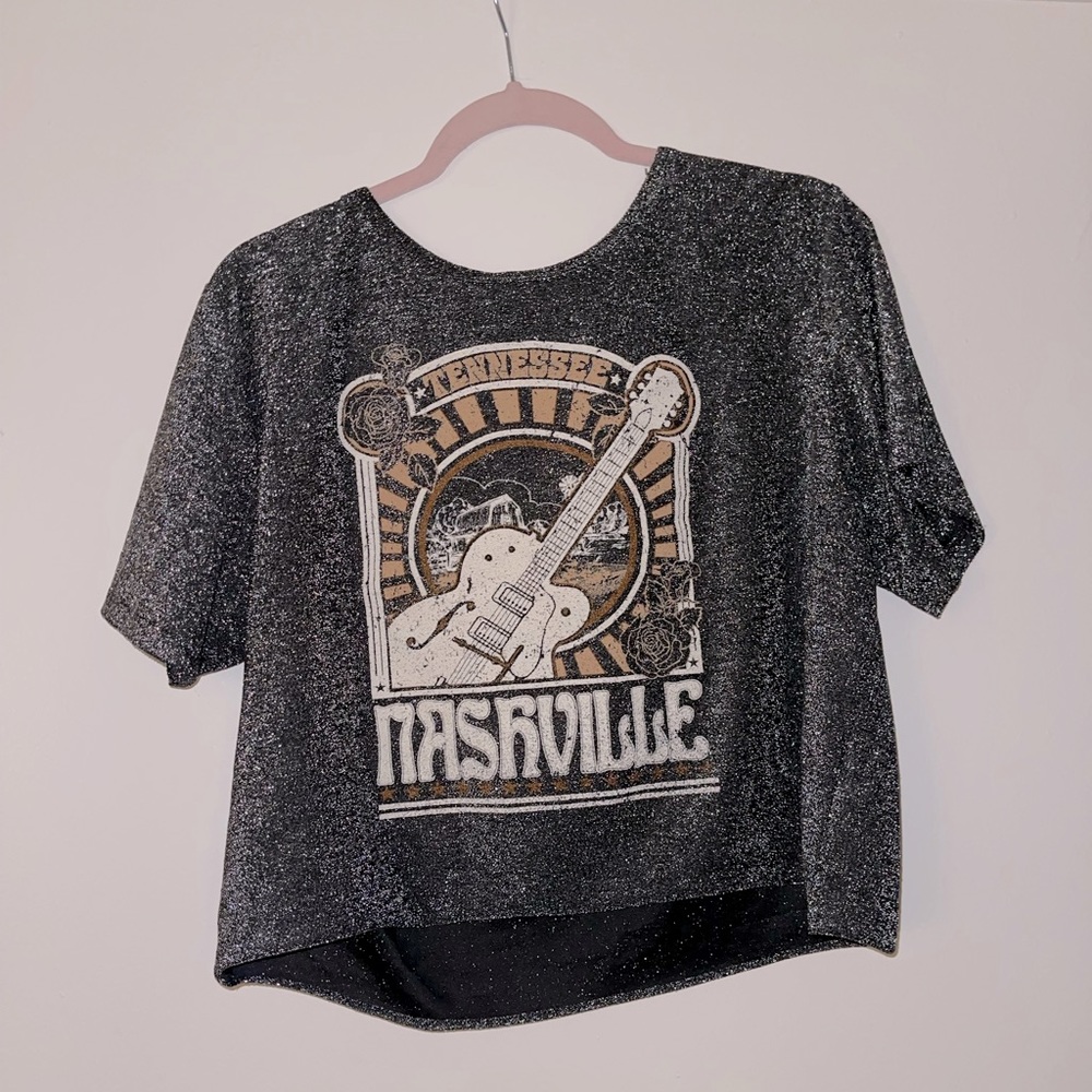 Sparkly Nashville Crop Tee